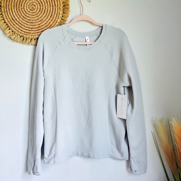 Athleta, New, Pearl Gray Flurry Seamless Crewneck Unstinkable LS Top, Size XL - Picture 2 of 12
